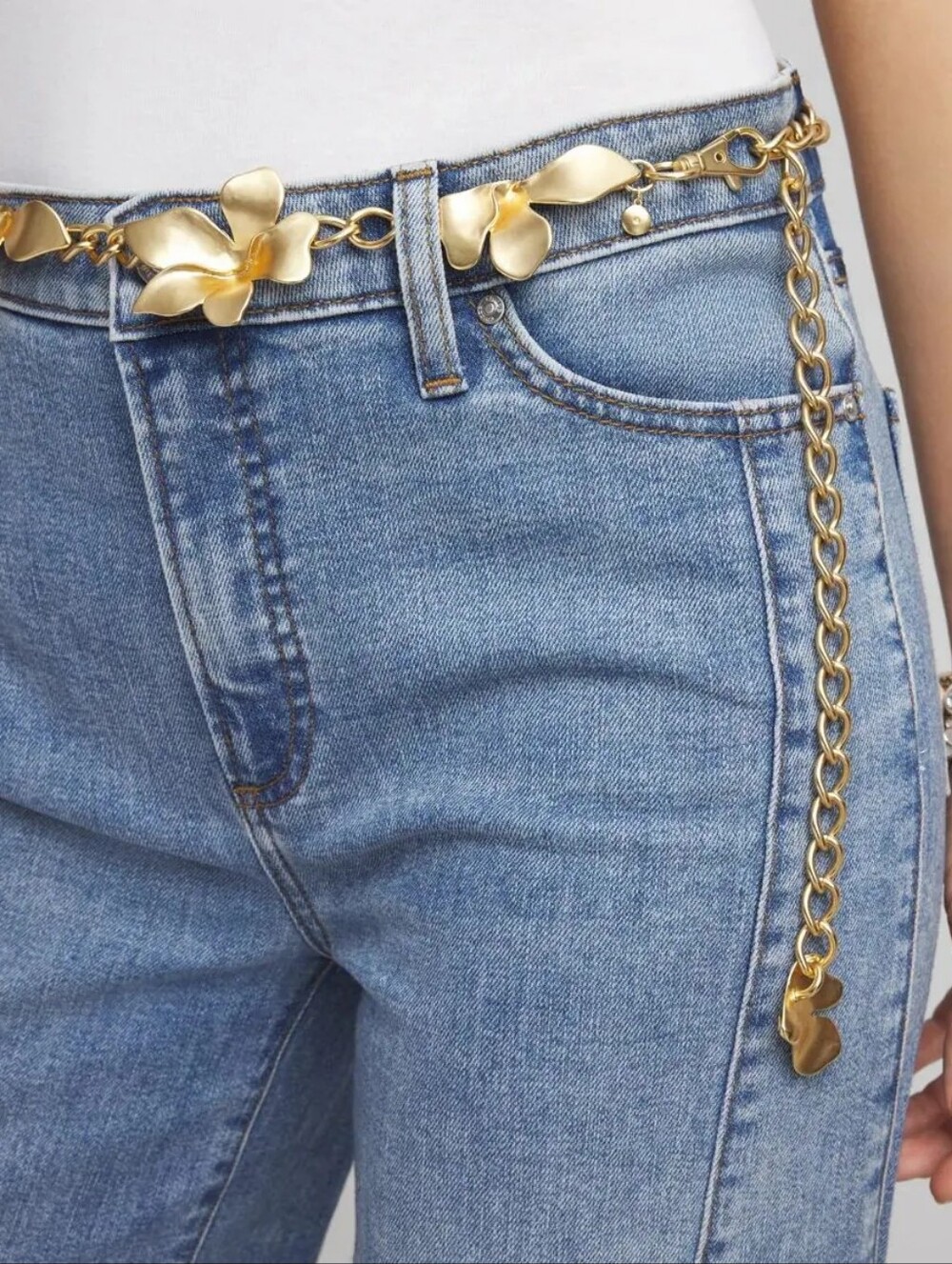 Chico's Gold Floral Chain Belt - OS | Casual Event Statement Style